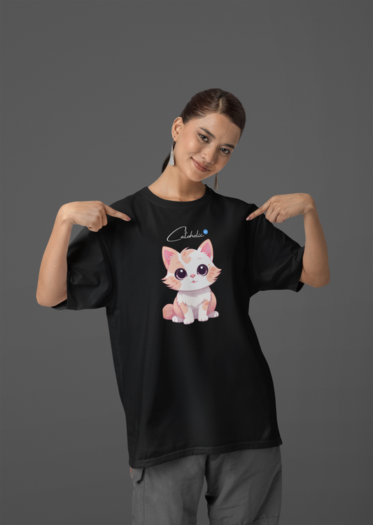 Women’s Oversized “Catoholic” T-Shirt – Purrfectly Obsessed